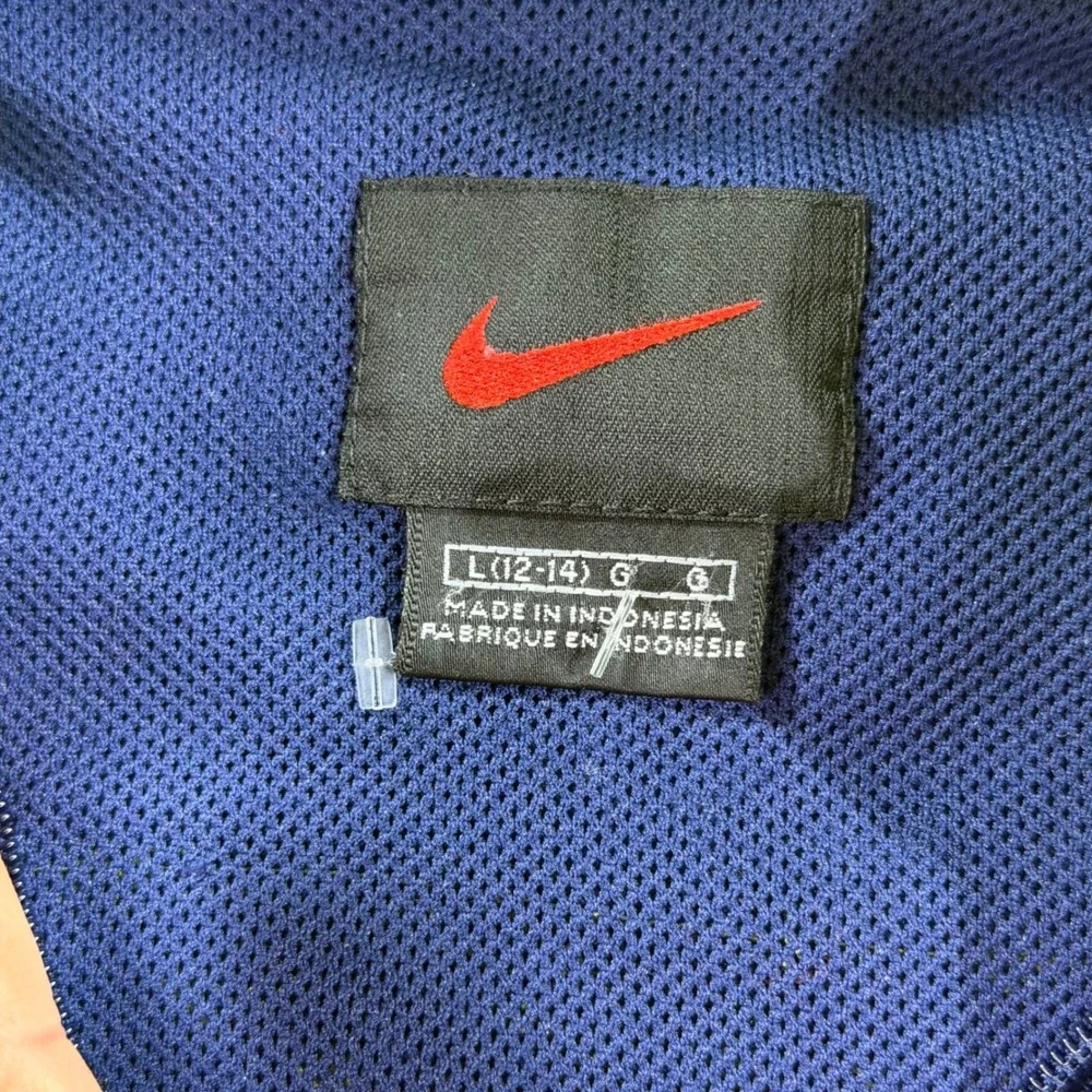 Nike Windbreaker Jacket Large L(12-14)‎ Navy Green White Excellent Zip Up Retro
